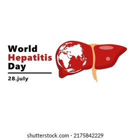 world hepatitis day vector ,heart object, globe ,flat design illustration