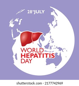 
Ilustración vectorial del Día Mundial de la Hepatitis. Con una silueta de globo blanco. Fondo morado claro. Aislado