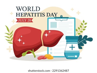 World Hepatitis Day Vector Illustration of Patient Diseased Liver, Cancer and Cirrhosis in Health Care Flat Cartoon Hand Drawn Landing Page Templates