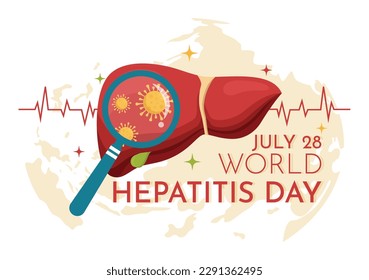 World Hepatitis Day Vector Illustration of Patient Diseased Liver, Cancer and Cirrhosis in Health Care Flat Cartoon Hand Drawn Landing Page Templates