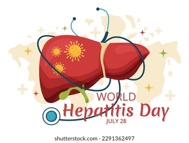 World Hepatitis Day Vector Illustration of Patient Diseased Liver, Cancer and Cirrhosis in Health Care Flat Cartoon Hand Drawn Landing Page Templates