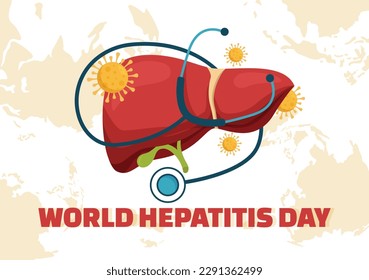 World Hepatitis Day Vector Illustration of Patient Diseased Liver, Cancer and Cirrhosis in Health Care Flat Cartoon Hand Drawn Landing Page Templates