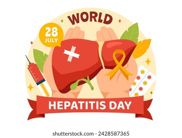 World Hepatitis Day Vektor-Illustration am 28. Juli des Patienten erkrankte Leber, Krebs und Zirrhose im Gesundheitswesen Flat Cartoon Hintergrund Design 