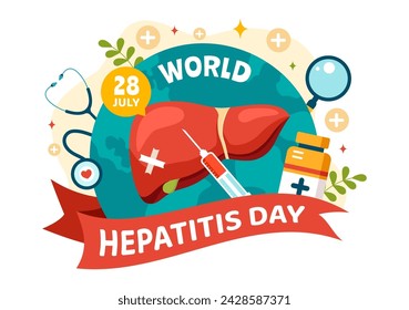 World Hepatitis Day Vector Illustration on 28 July of Patient Diseased Liver, Cancer and Cirrhosis in Healthcare Flat Cartoon Background Design 