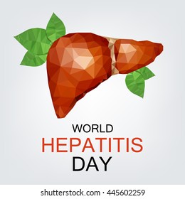 World Hepatitis Day. Vector illustration. Illustration of human liver with faceted low poly geometry effect. July 28