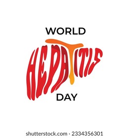 World hepatitis day vector lettering on a lung shape. Creative typography illustration for celebrate international hepatitis day 28 July.