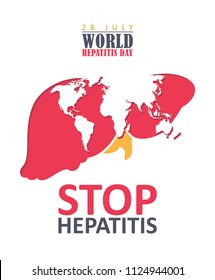 World hepatitis day vector poster in modern flat design on white background. 28 July