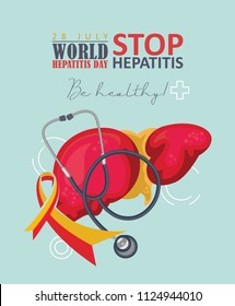 World hepatitis day vector poster in modern flat design on white background. 28 July