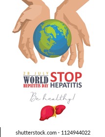 World hepatitis day vector poster in modern flat design on white background. 28 July