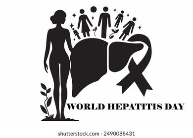 Ilustración de silueta de Vector del Día Mundial de la Hepatitis 