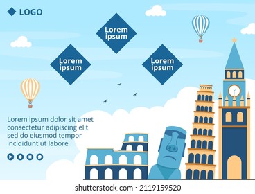 World Heritage Day Brochure Template Flat Design Illustration Editable of Square Background Suitable for Social Media, Greeting Card and Web Ads