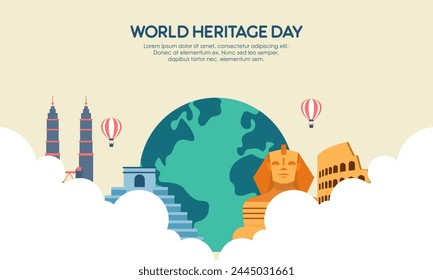 World Heritage Day Post Template Flat Design Illustration