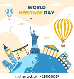 World Heritage Day Template Cartoon Background Vector Illustration