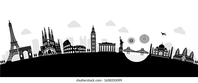 World heritage  famous landmark buildings vector illustration ( arch type )