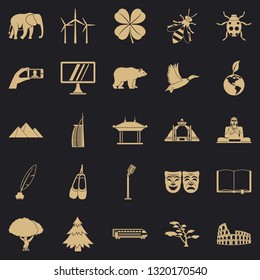 World heritage icons set. Simple set of 25 world heritage vector icons for web for any design