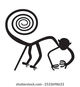 World Heritage Nazca Lines illustration Monkey Monochrome vector illustration, icon