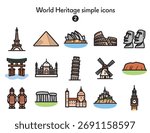 World Heritage Sites Simple Icon Collection
