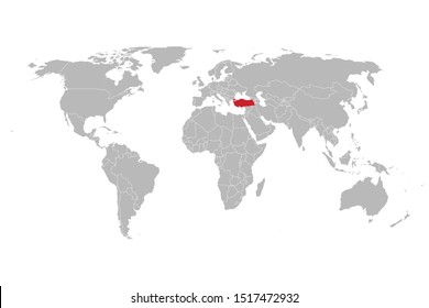World with highlighted red turkey map vector illustration