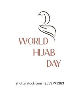 World Hijab Day Celebration,banner poster,greeting card,for social media posts. Islamic religious clothing. Web banner in flat style on white background.February 1.