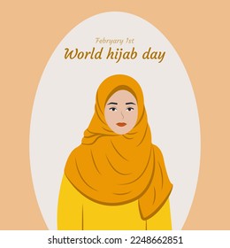 World Hijab Day. Cute girl in hijab. Vector illustration.
