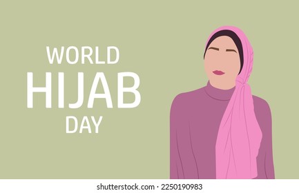 World Hijab Day. Female portrait. Vector illustration.