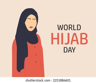 World Hijab Day. Female portrait. Vector illustration.