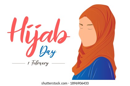 Diseño de fondo vectorial del Día Mundial del Hijab para saludar, publicación en medios sociales, diseño de foto de perfil. Celebración del Día Internacional del 1 de febrero.