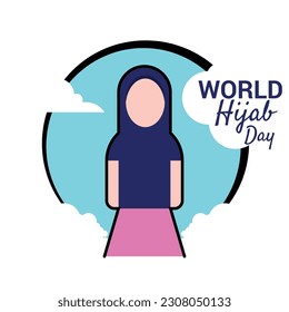 World Hijab Day Vector Illustration. great for greeting card, logo and icon