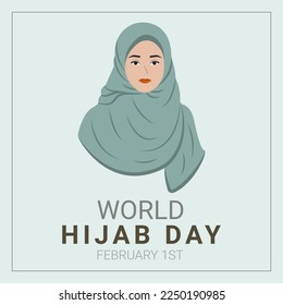 World Hijab Day. A woman in a hijab. Poster or banner. Vector illustration.