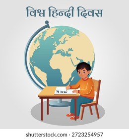 World Hindi Day Hindi Language Learning Vector Illustration