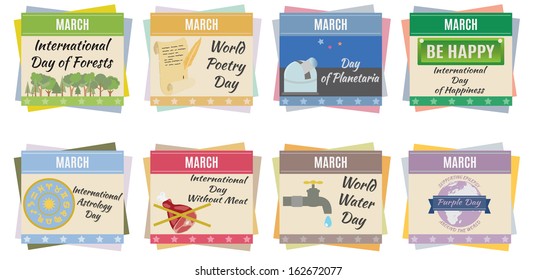 World holidays. March