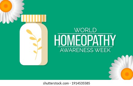 World Homeopathy Awareness Week is celebrated annually from April 10th to April 16th. the week is a celebration of both homeopaths and those who have been healed with homeopathy. Vector illustration.