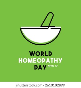 World Homeopathy Day. April 10. Green background. Flat design vector. Banner, card, background. Eps 10.