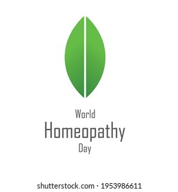 Welt-Homöopathie-Tag mit Leaf-Vektorgrafik.