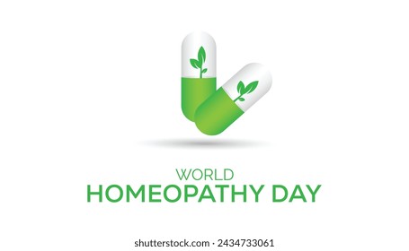 World Homeopathy day observed every year in April. Template for background, banner, card, poster with text inscription.