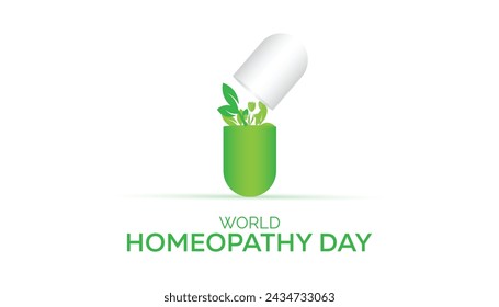 World Homeopathy day observed every year in April. Template for background, banner, card, poster with text inscription.