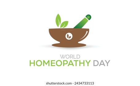 World Homeopathy day observed every year in April. Template for background, banner, card, poster with text inscription.