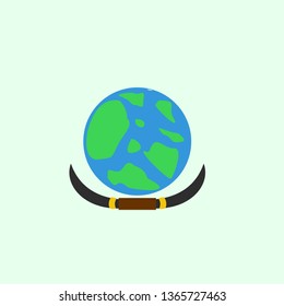 world and horn logo design vector illustration
