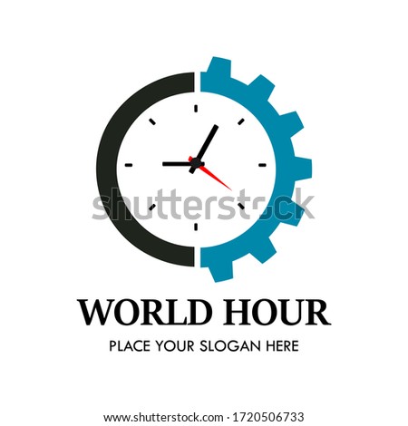 World hour logo design template illsutration. there are world, and hour. this is good for education, factory, earth, science etc