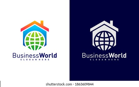 World House logo vector template, Creative world logo design concepts