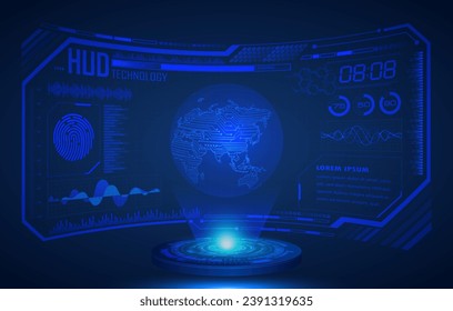 fondo del concepto de tecnología futura del circuito cibernético de hud azul