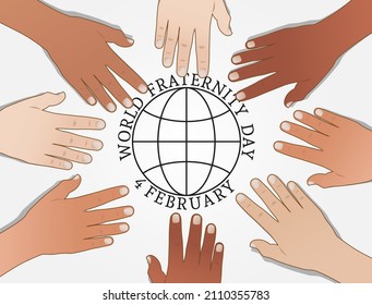 World human fraternity day with illustration of solidarity for all mankind