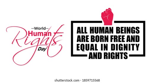 World Human Rights Day Banner - All Human Beings Are Born Free And Equal In Dignity And Rights - Illustration