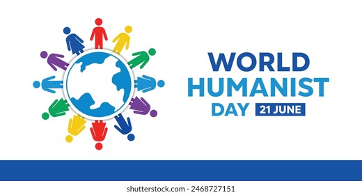 World Humanist Day. Earth and people icon. Great for cards, banners, posters, social media and more. White background.