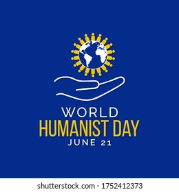 World Humanist Day is a Humanist holiday celebrated annually around the world on the June solstice, which usually falls on June 21. Vector Illustration.