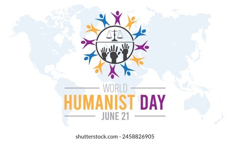 Der Welttag der Humanisten findet jedes Jahr im Juni statt. Vorlage für Hintergrund, Banner, Karte, Poster mit Textinschrift.