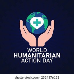 World Humanitarian Action Day. Holiday concept. Template for background, banner, card, poster with text inscription. Vector illustration