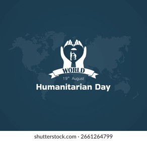 World Humanitarian Day. 19 August. Template for background with banner, poster and card. Vector illustration.