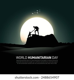 día mundial humanitario 2024. Anuncio creativo del Día Mundial Humanitario, afiche, publicación en medios sociales, postal, Plantilla, diseño de fondo, etc. Diseño de concepto humanitario.