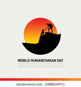 world humanitarian day 2024. World Humanitarian Day creative banner, poster, social media post, postcard, template, background design etc. Humanitarian concept design.